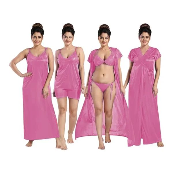 6 part best quality nighty dress pink
