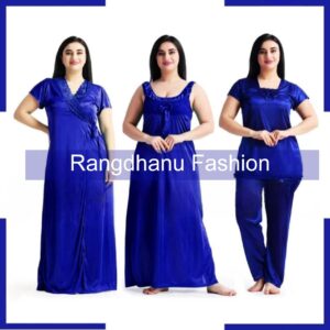 4 Part New Model Night Dress Blue