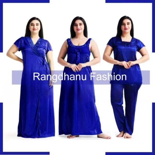 4 Part New Model Night Dress Blue