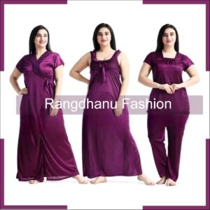 4 Part New Model Night Dress Purple
