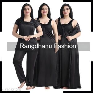 4 Part New Model Night Dress Black