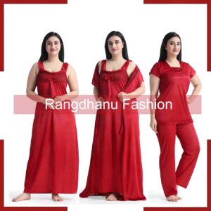 4 Part New Model Night Dress Maroon