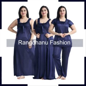 4 Part New Model Night Dress Navyblue