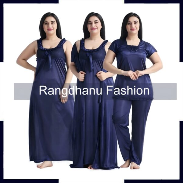 4 Part New Model Night Dress Navyblue
